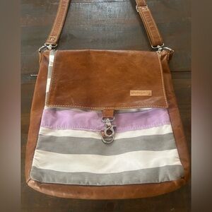 Better Life Bags Grey, White and Purple Crossbody Bag